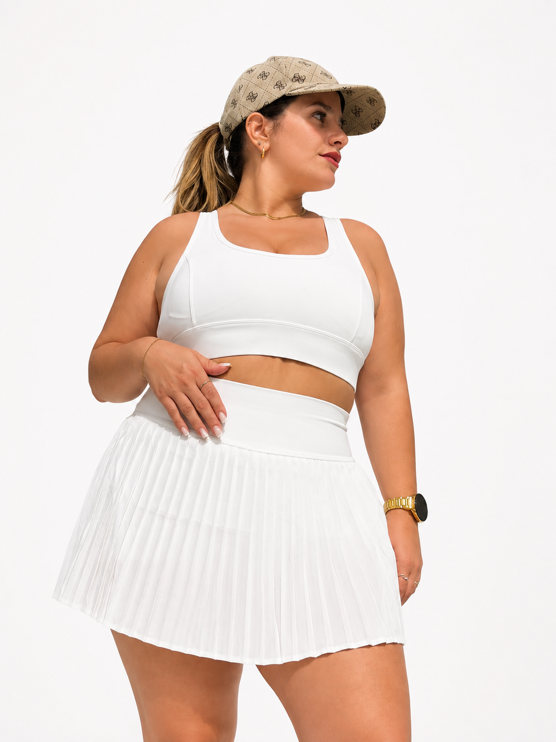 AURA SET MIBELLA em branco Pearl White, conjunto de roupa desportiva feminina premium